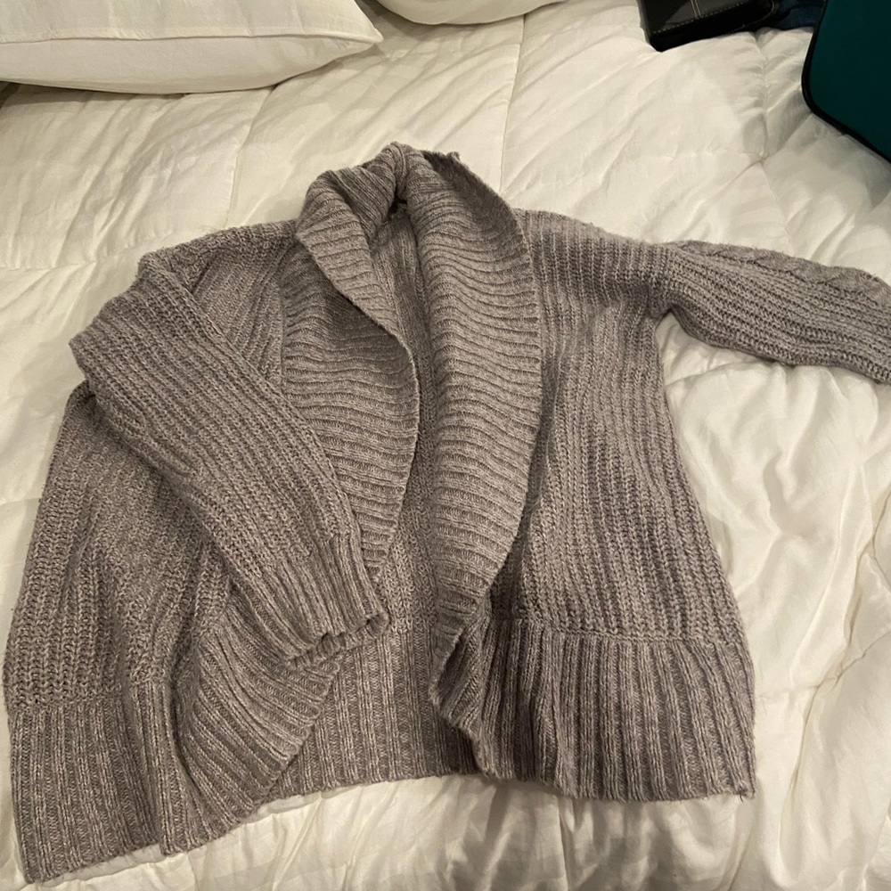 Cozy Gray Open-Front Cardigan